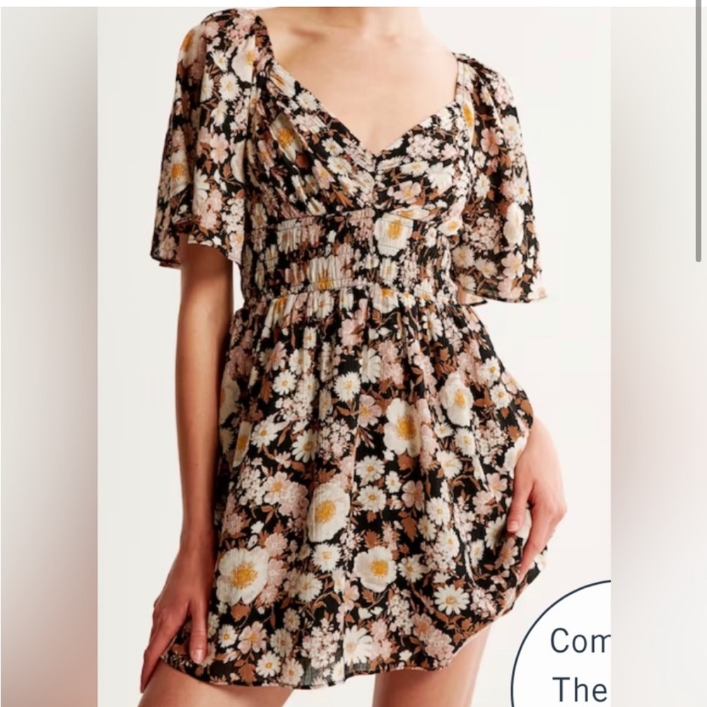 Abercrombie Smocked Flowy Floral Angel Sleeve Mini Dress